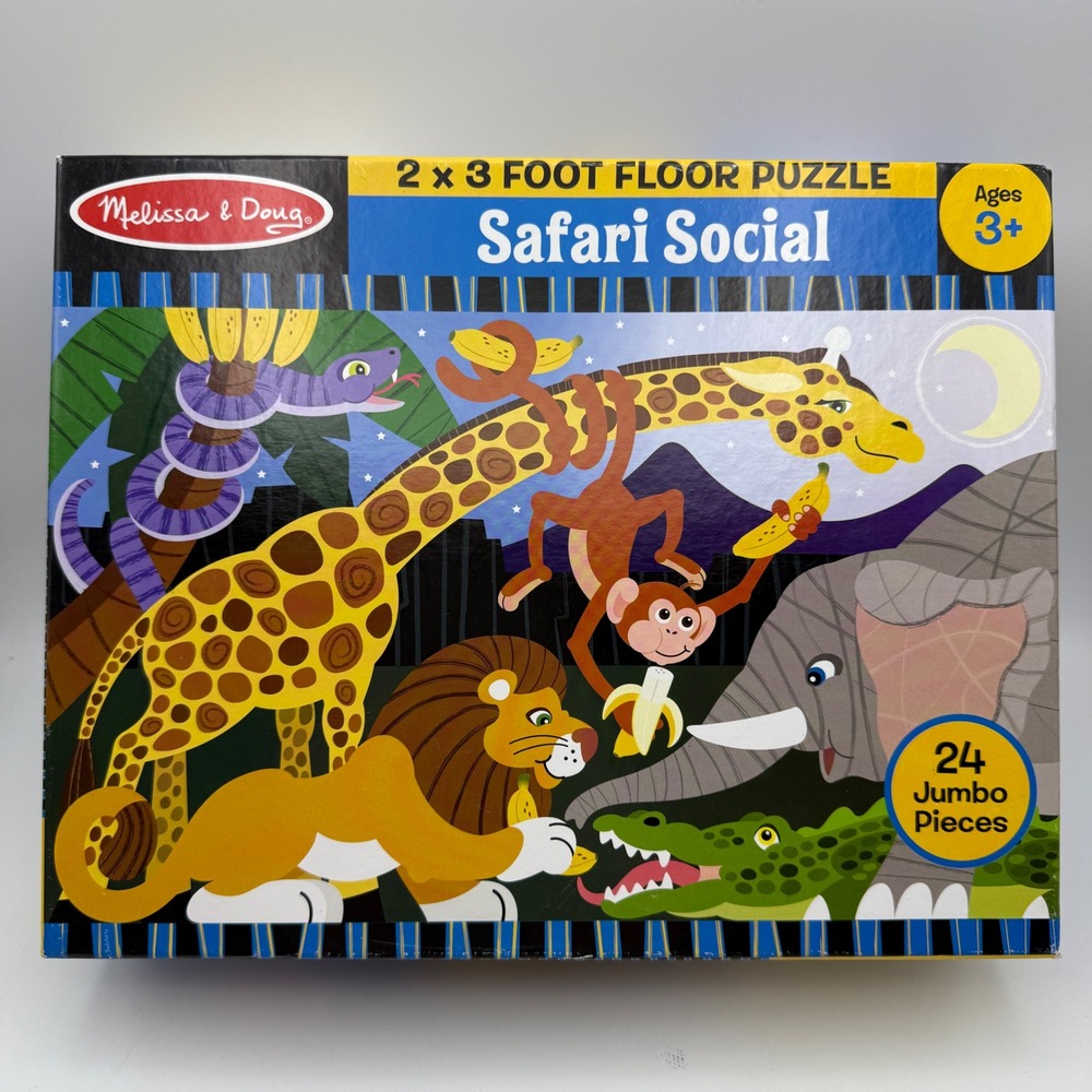 Melissa & Doug Safari Social 2 x 3 Foot Floor‎ Puzzle 24 Jumbo Pieces